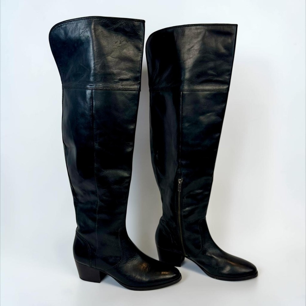 Frye Clara OTK Over The Knee Black Leather Boots Womens 8.5M - Picture 6 of 14